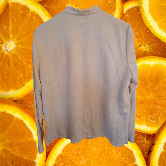 Sag Harbor Yellow Embossed Collarless Button Up Blouse Size 16 - Picture 6 of 7